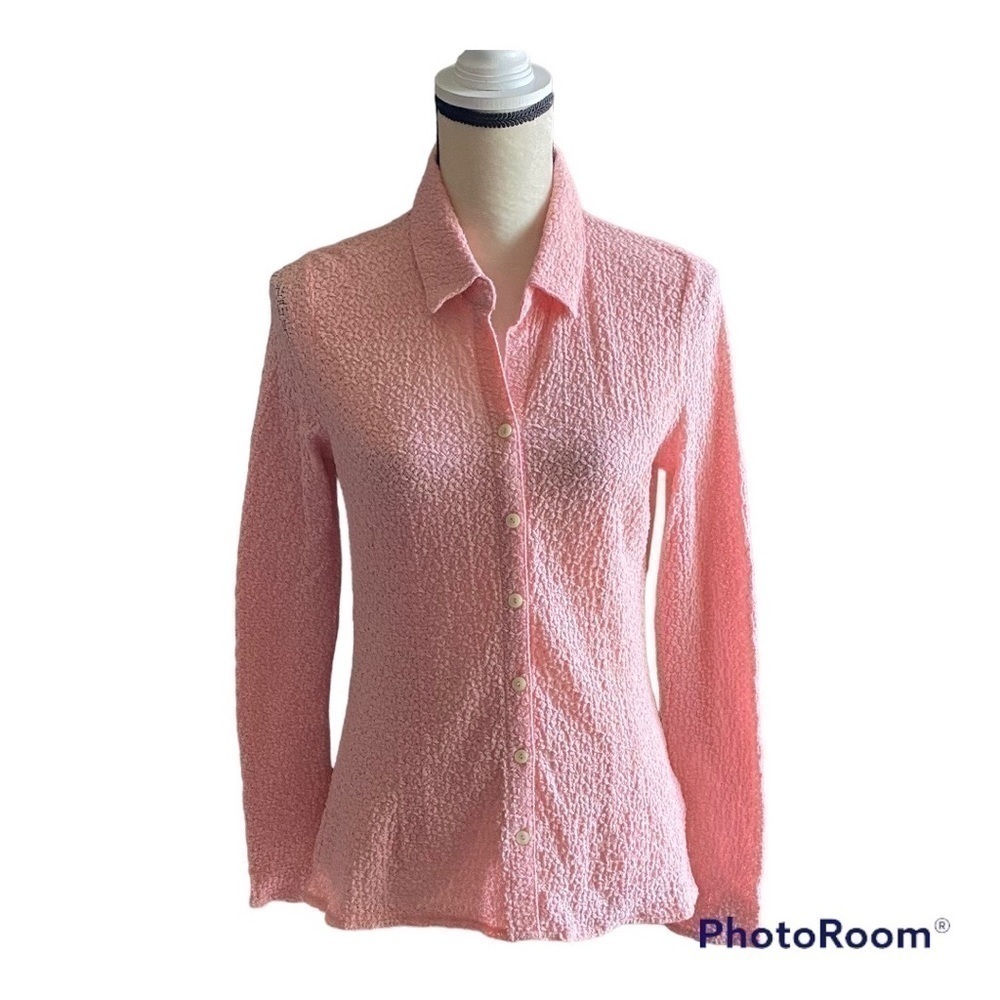 J.JILL-PINK TEXTURED BLOUSE-SIZE SMALL